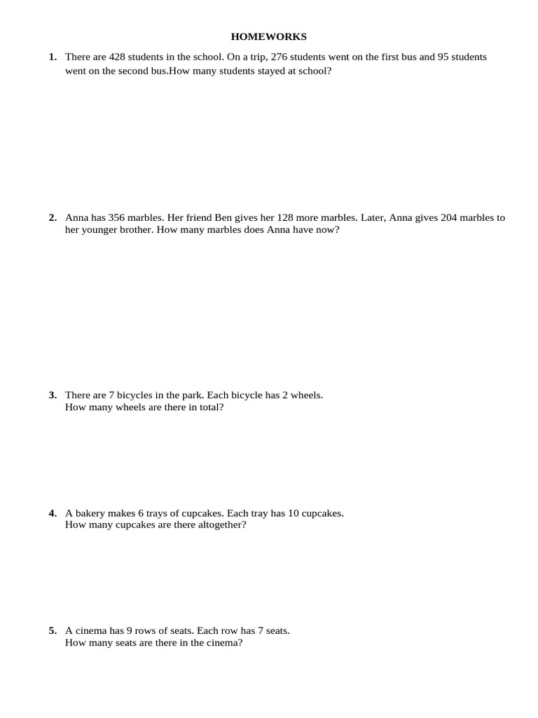 Math Homework Problems for Students | PDF