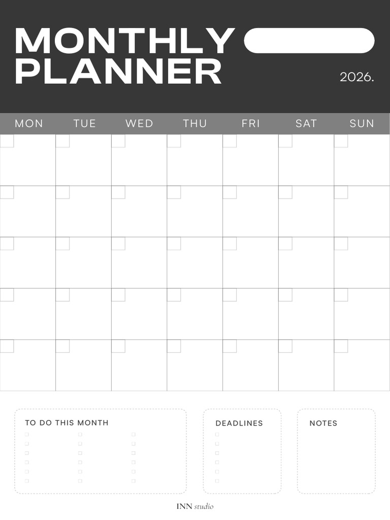 Monthly Planner Inn 2026 | PDF