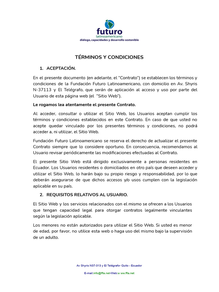 Términos y Condiciones - V2 | PDF | Cookie HTTP | Red mundial