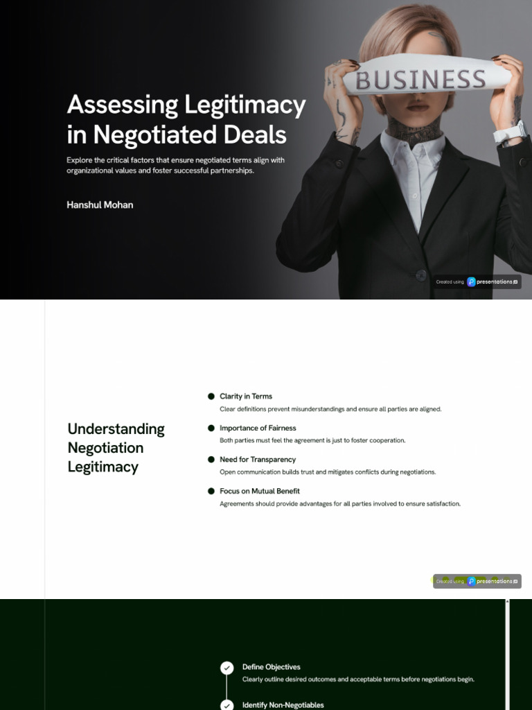 Assessing Legitimacy in Negotiated Deals - Key Criteria | PDF