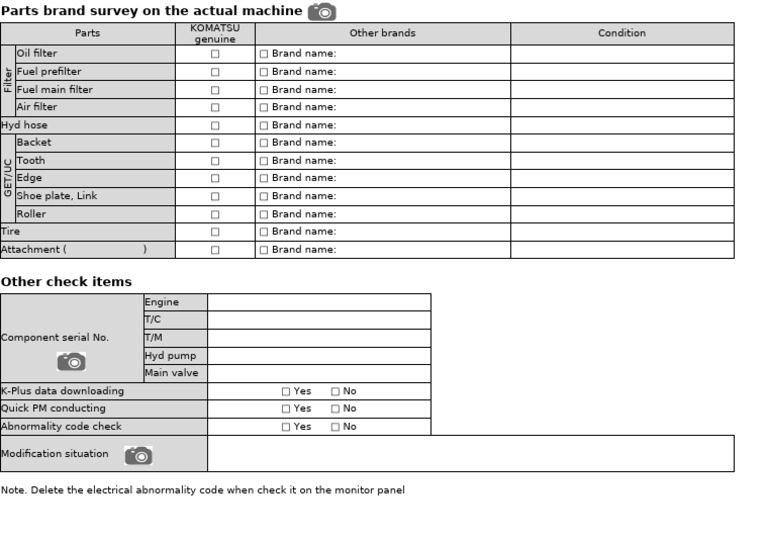 Visual Machine Check Sheet (Additional) | PDF