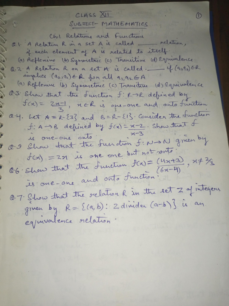 Mathematics Functions and Relations Guide | PDF