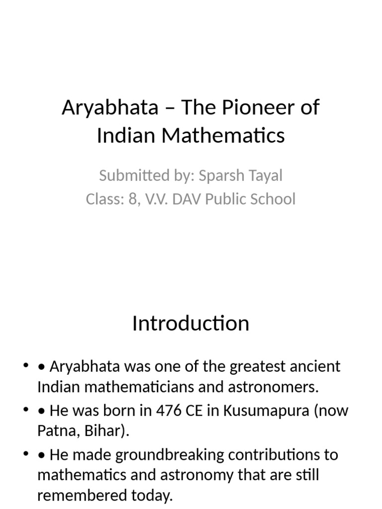 Aryabhata: Pioneer of Indian Mathematics | PDF