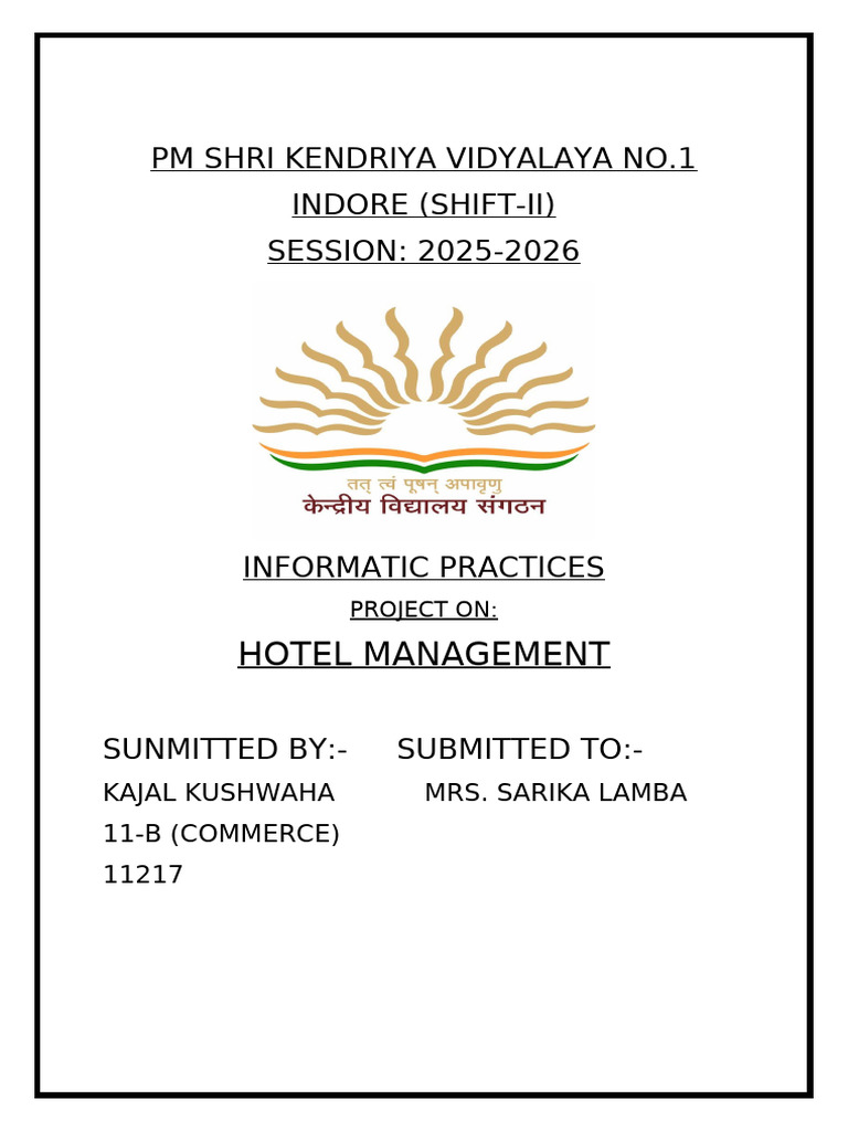 Hotel Management Project Overview | PDF | Databases | My Sql