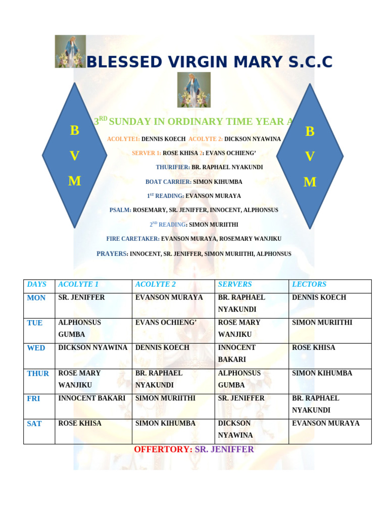 BVM 3rd Week in Ordinary Time 2026 | PDF