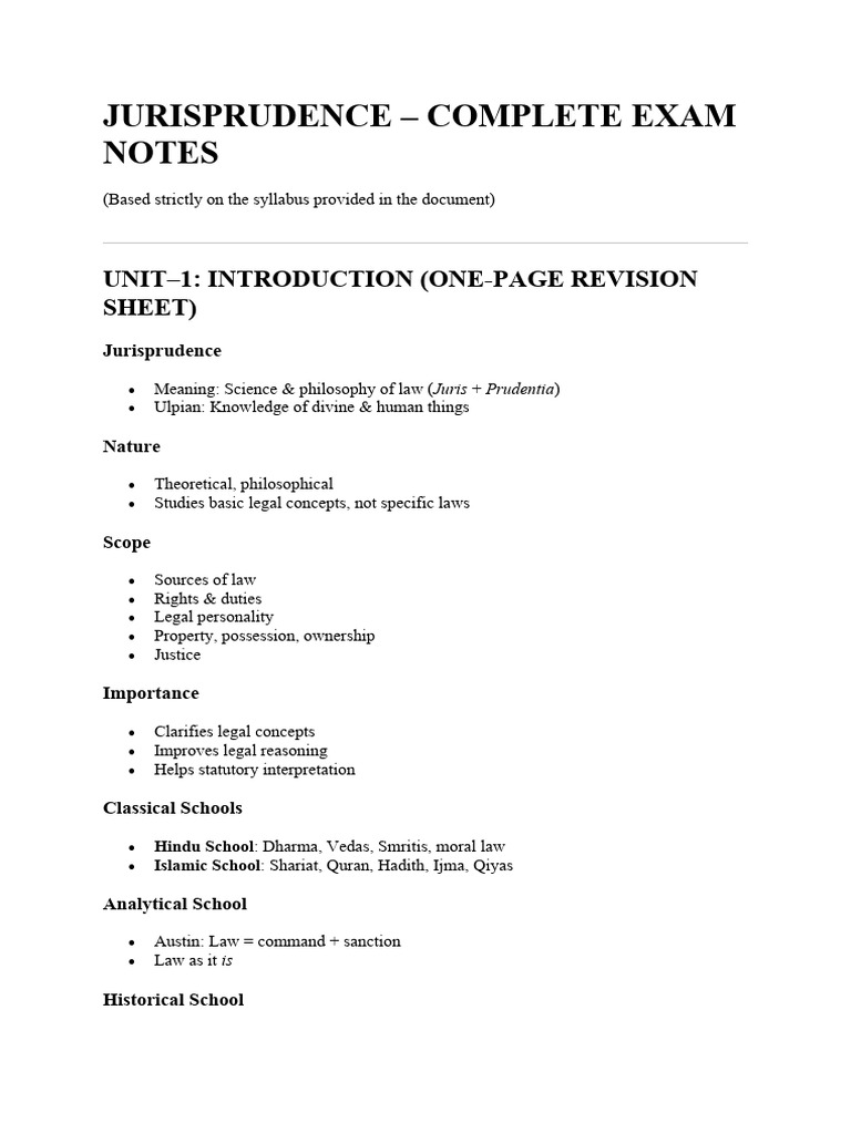 Jurisprudence Exam Notes Summary | PDF | Jurisprudence | Justice