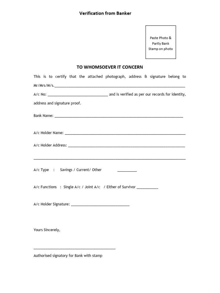 Bank Account Verification Certificate | PDF