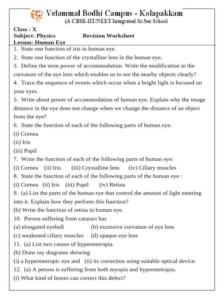 Human Eye: Functions and Vision Defects | PDF | Human Eye | Eye