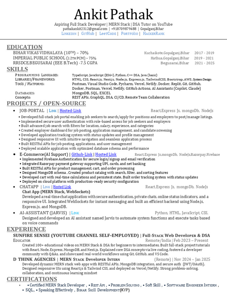 Ankit Update Resume 25-09-2025 | PDF | World Wide Web | Internet & Web