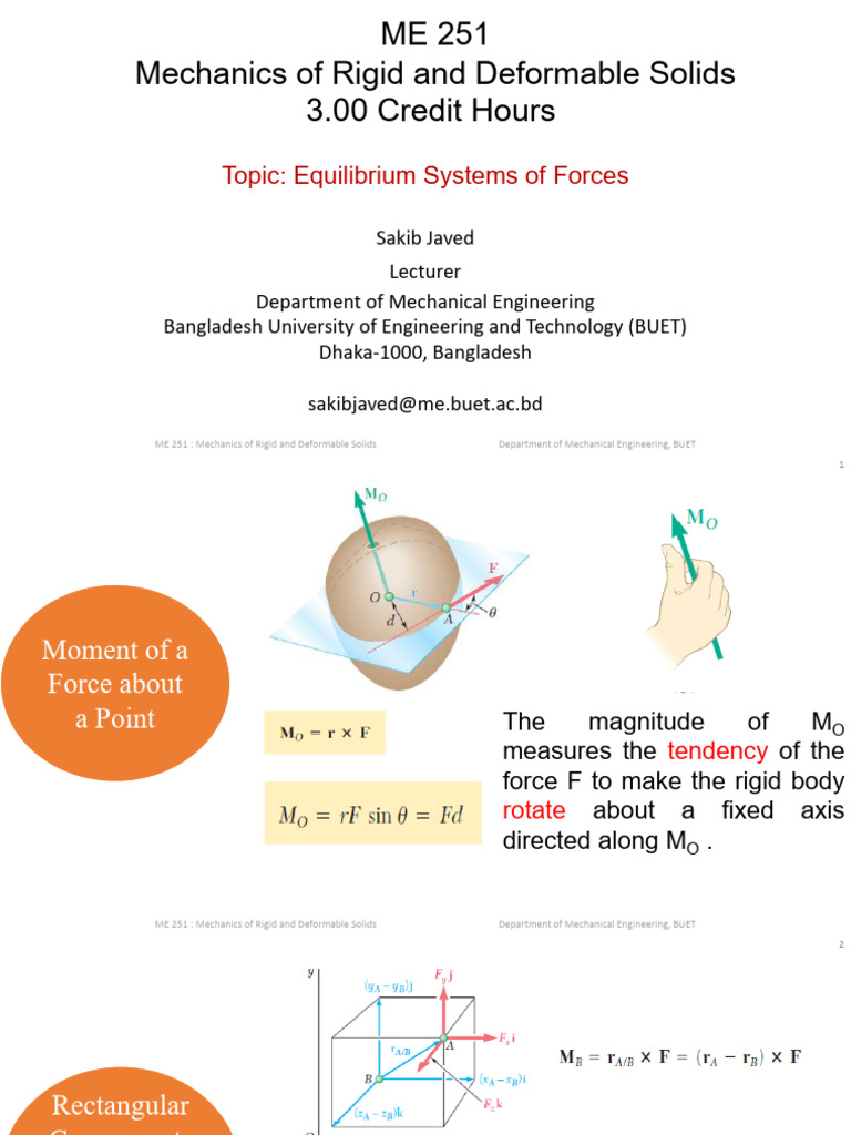 Mechanics of Rigid and Deformable Solids | PDF | Rotation | Force