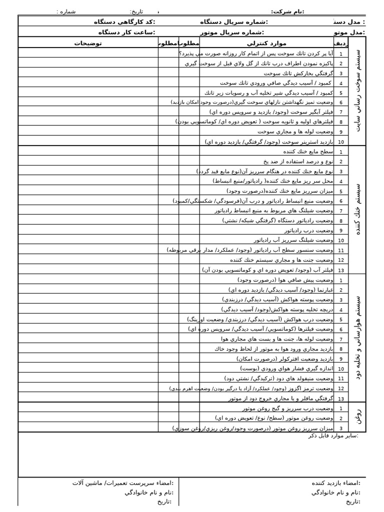 Service Checklist New | PDF