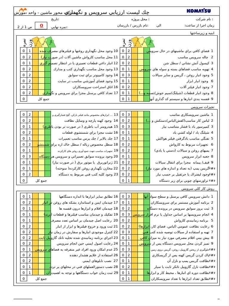 Service Checklist | PDF