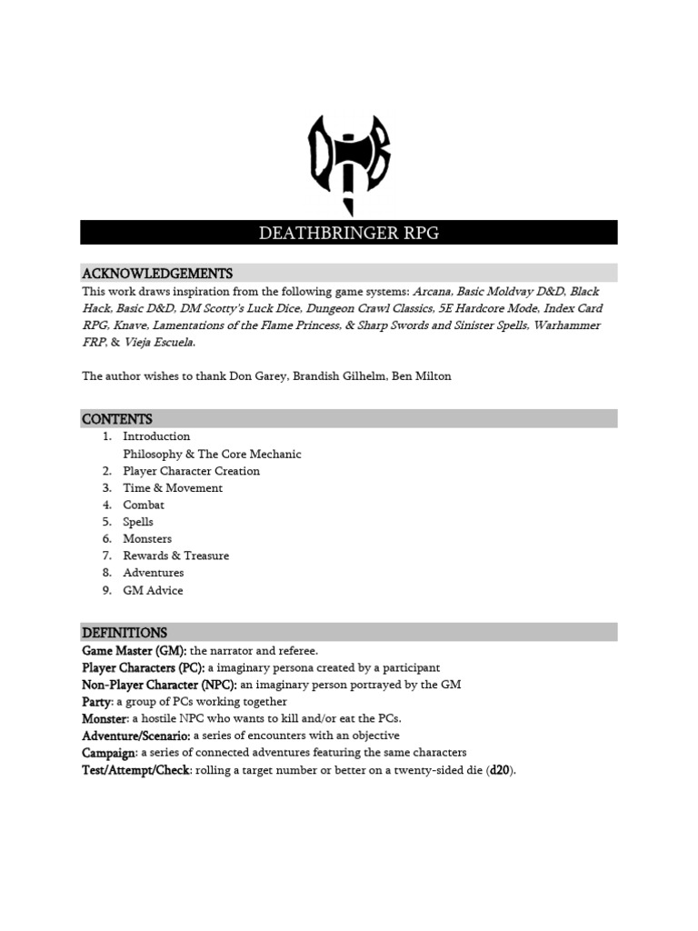 Deathbringer RPG: A Grimdark TTRPG Guide | PDF | Duel | Role Playing Games