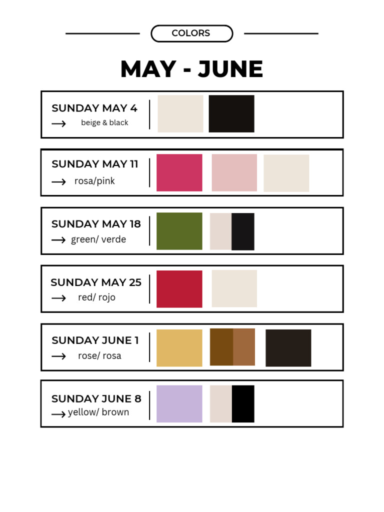 Sunday Color Themes: May-June | PDF
