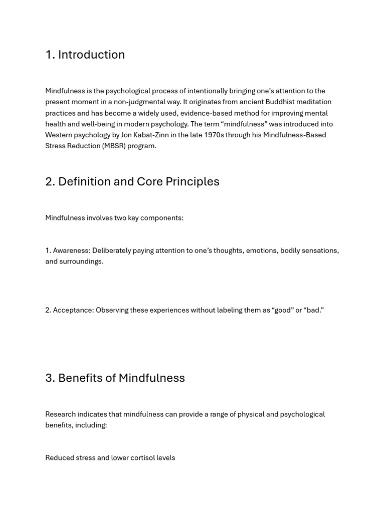 Benefits and Techniques of Mindfulness | PDF