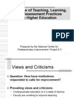A Review of Teaching, Learning, and Assessment Practices in Higher Education
