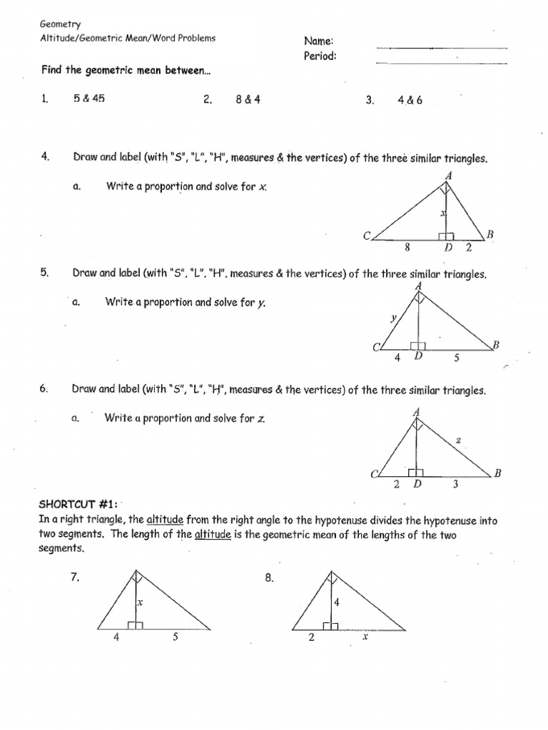 1 HW Altitude Geometric Mean | PDF