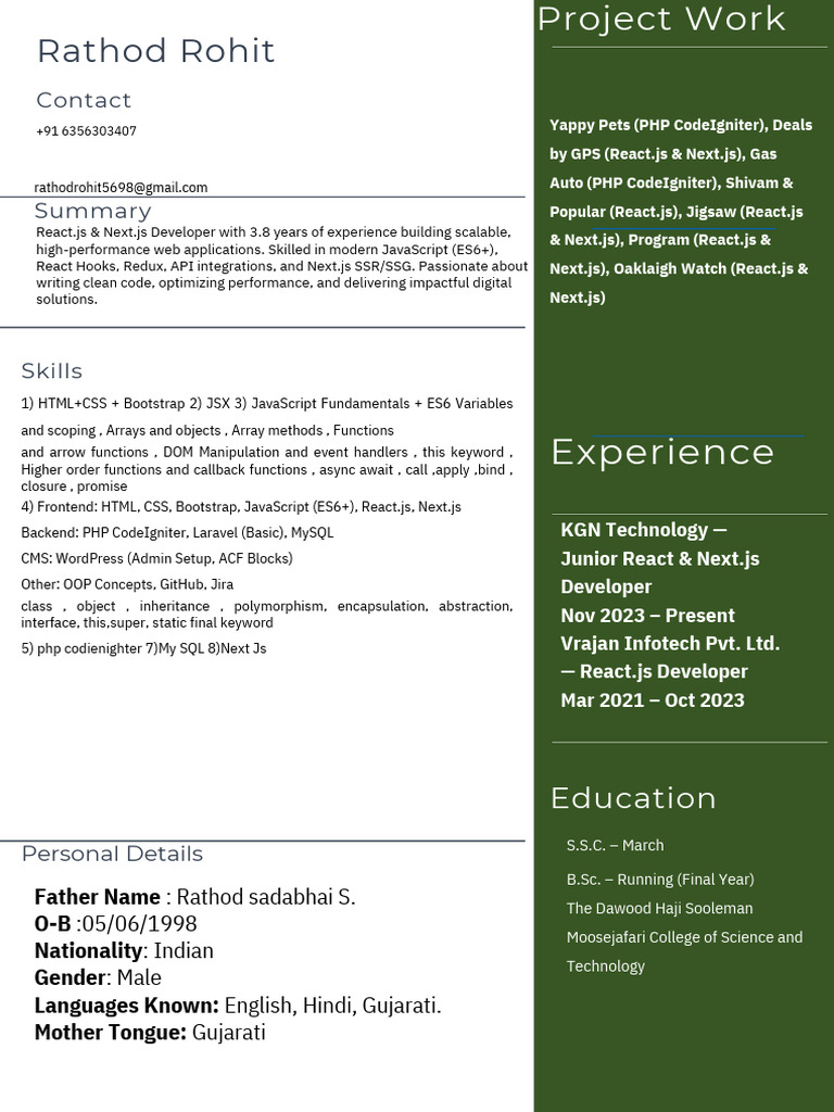 Rohit Resume - PDF - 20250909 - 122038 - 0000 | PDF | Java Script | Php