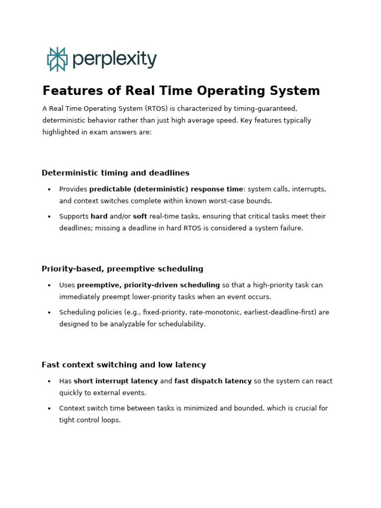 Key Features of Real-Time Operating Systems | PDF | Scheduling ...