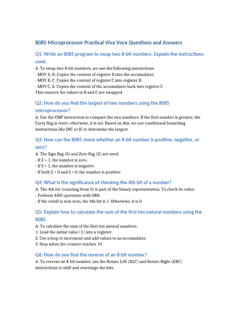 8085 Microprocessor Viva Questions Guide | PDF | Computer Architecture ...