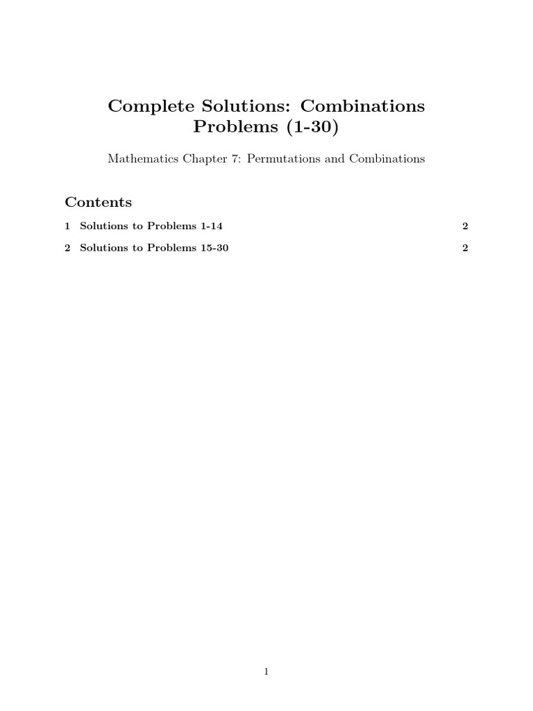 Complete Solutions: Combinations Problems (1-30) : Mathematics Chapter ...