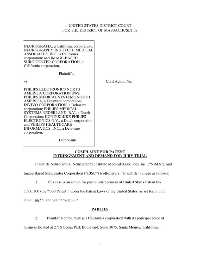 Complaint For Patent Infringement and Demand For Jury Trial | PDF