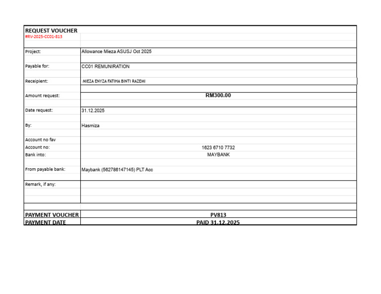 Request Voucher & Payment Voucher q3 q4 2025 - 813 | PDF