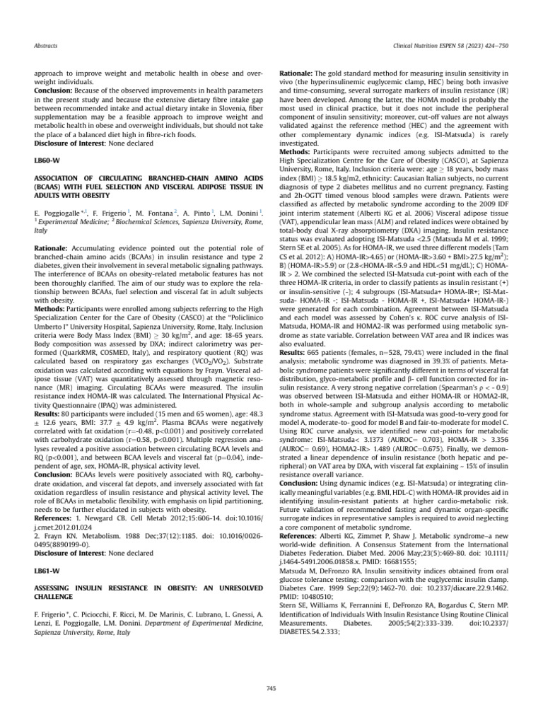 BCAAs and Insulin Resistance in Obesity | PDF | Insulin Resistance ...
