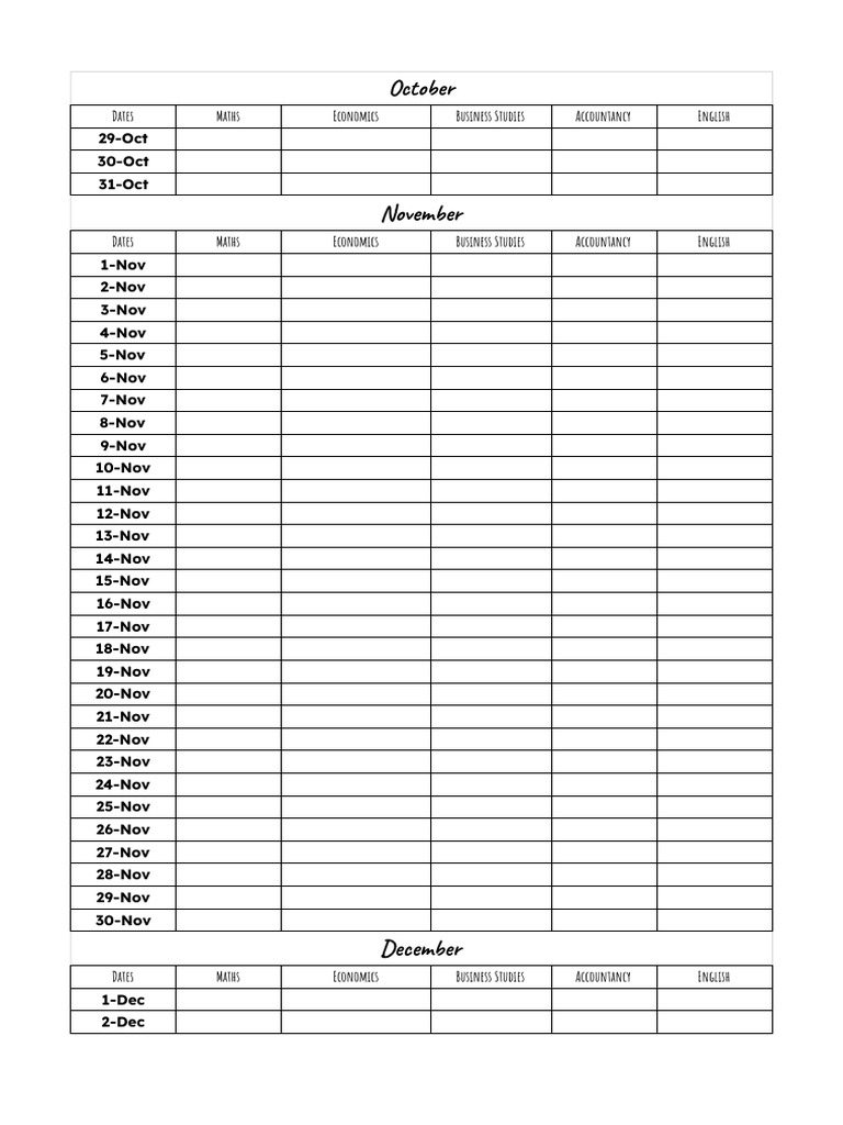 Monthly Academic Schedule Overview | PDF