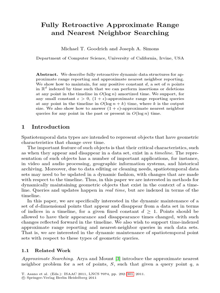 Retroactive Approximate Range Searching | PDF | Algorithms And Data ...