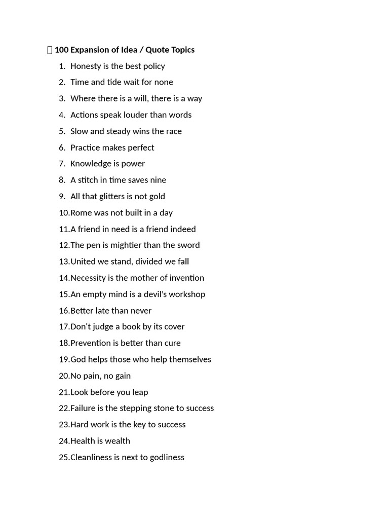100 Inspirational Quote Topics | PDF