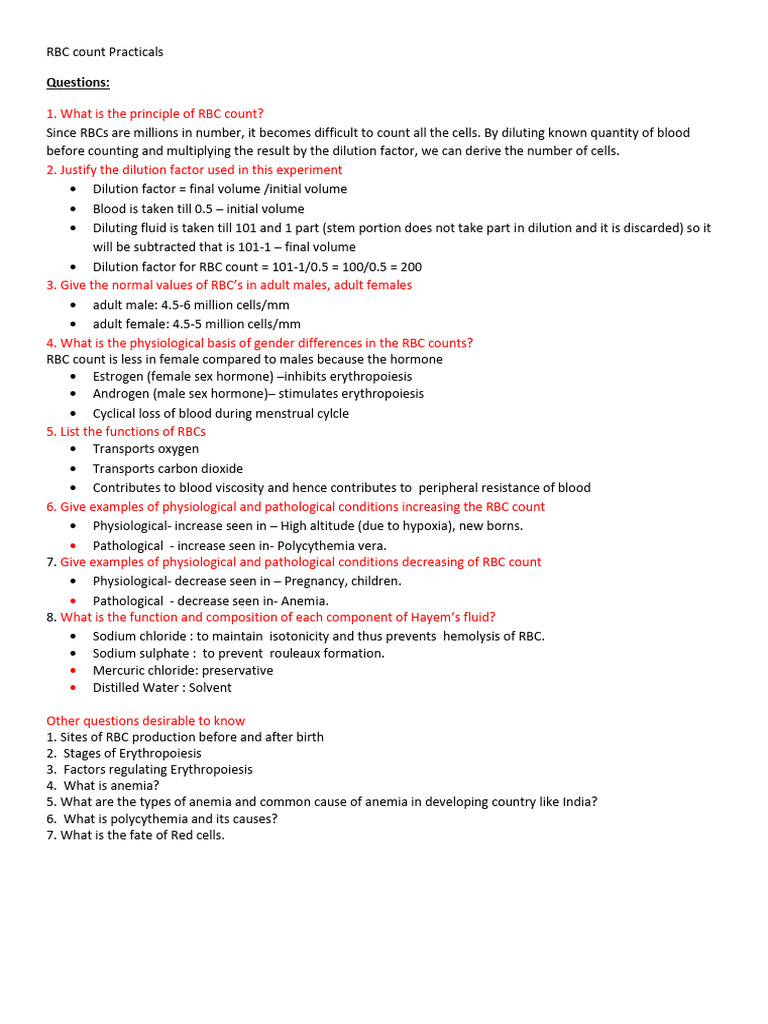 RBC Count Practical Guide and Insights | PDF