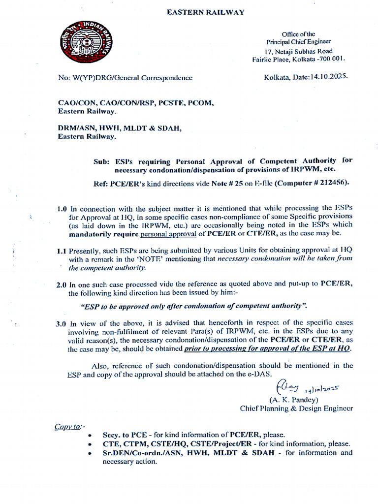 PCE Approval of Condonationations Before ESP Approval | PDF