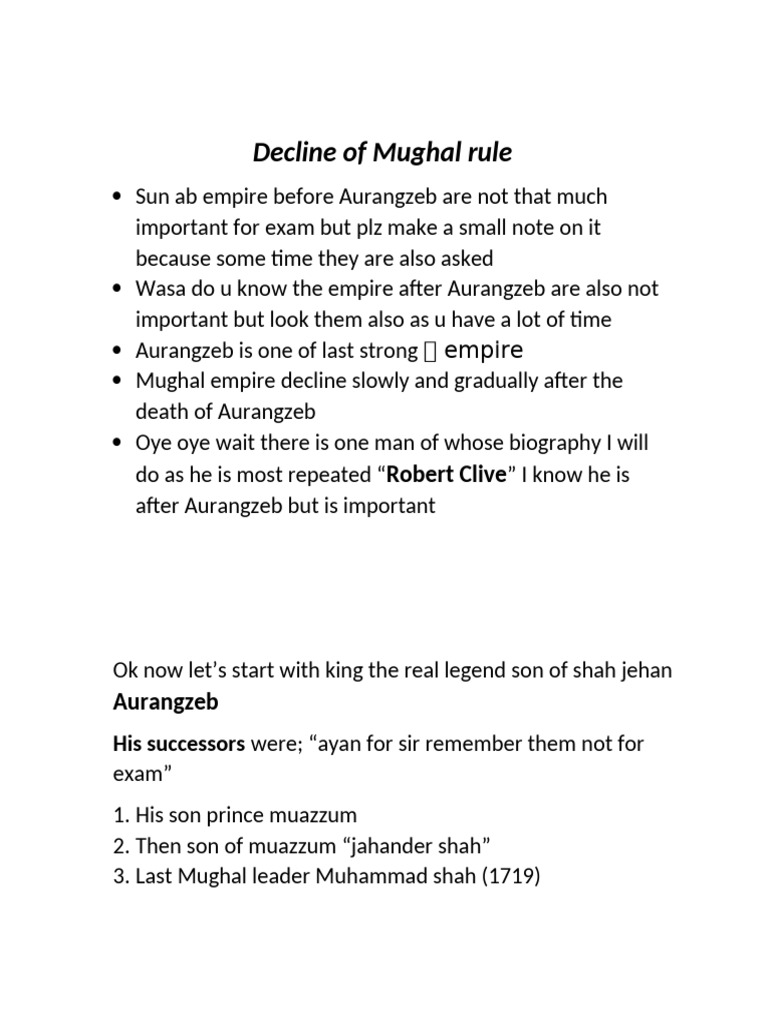 Decline of the Mughal Empire Explained | PDF