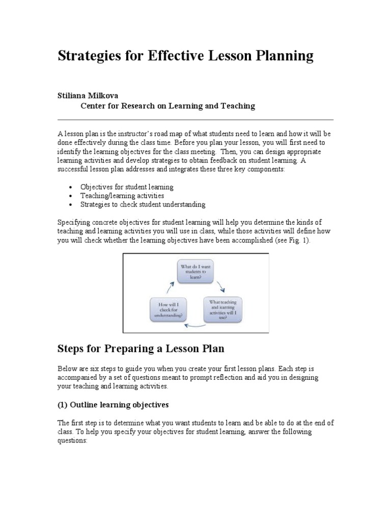 Effective Strategies for Lesson Planning | PDF