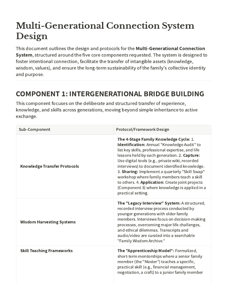 Multi-Generational Connection System Design | PDF | Apprenticeship ...