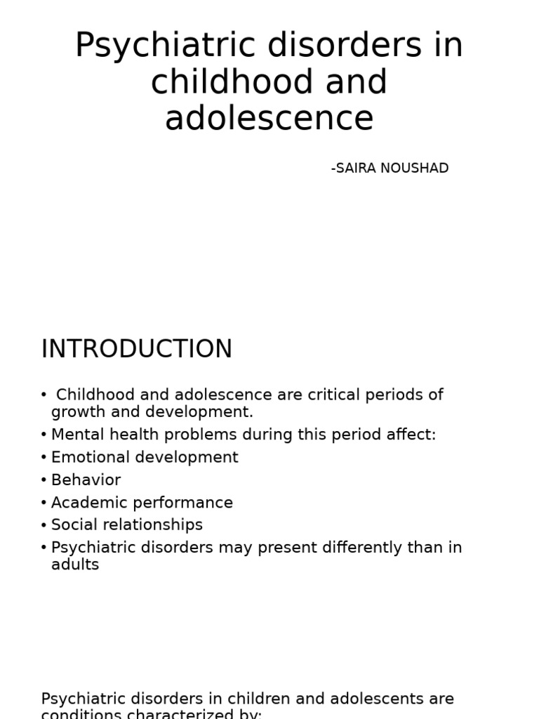 Childhood and Adolescent Psychiatric Disorders | PDF