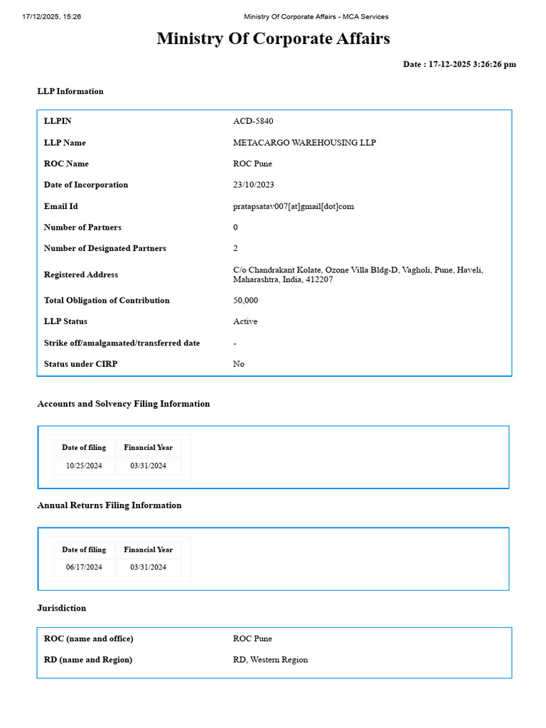 Ministry of Corporate Affairs - MCA Services | PDF | Business Law ...