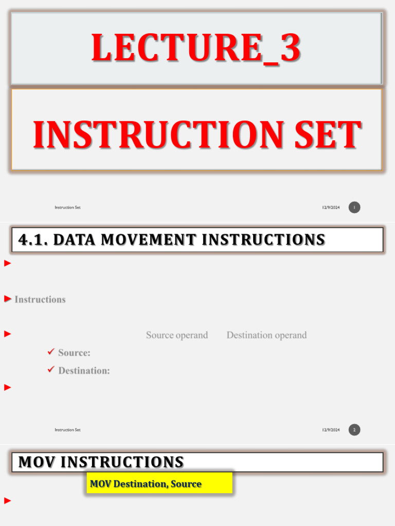 Instruction Set Overview: Data Movement | PDF | Bit | Pointer (Computer ...