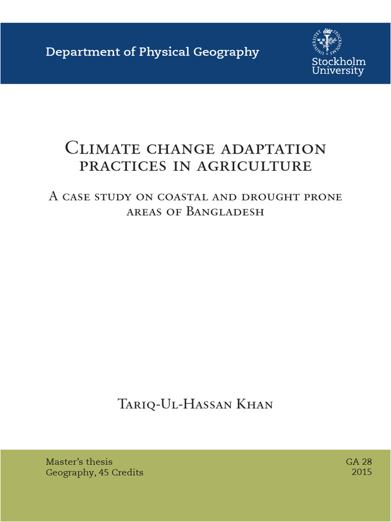 Climate Change Adaptation in Bangladesh Agriculture | PDF | Flood ...