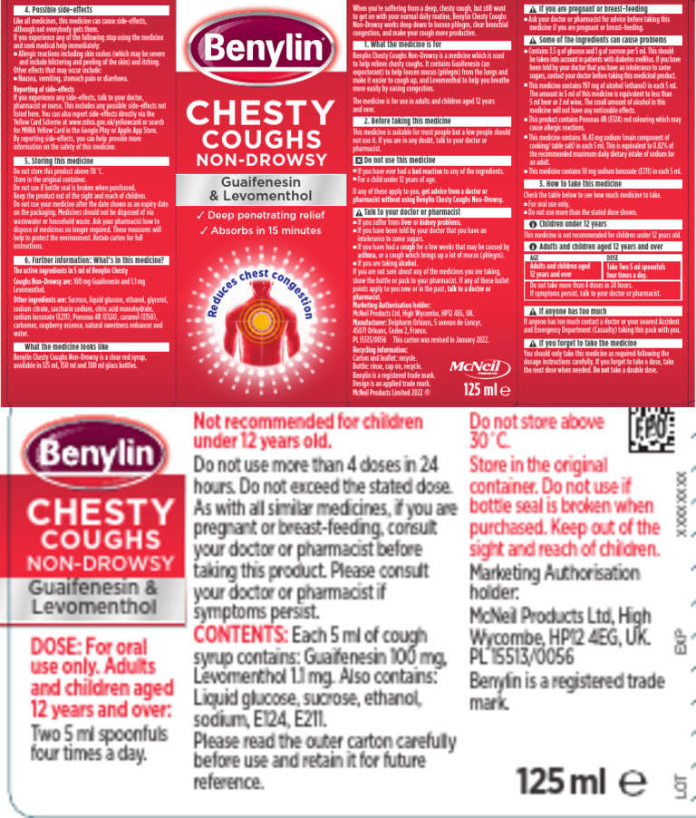 Benylin Chesty Coughs: Side Effects & Usage | PDF | Cough