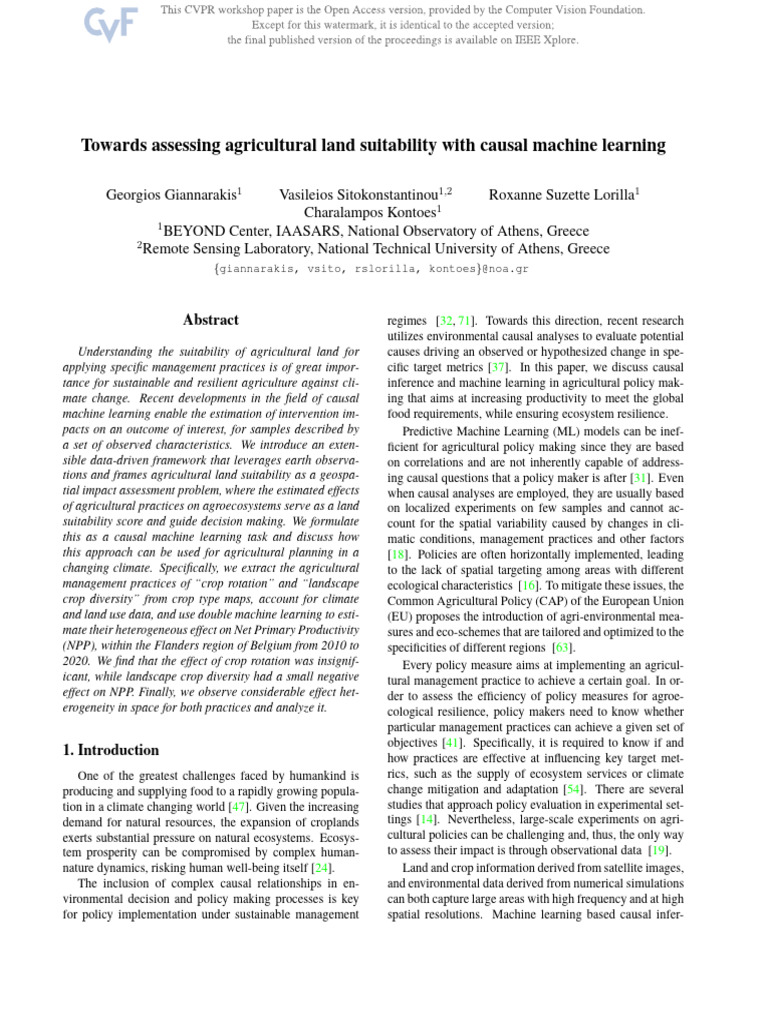 Causal ML for Agricultural Land Suitability | PDF
