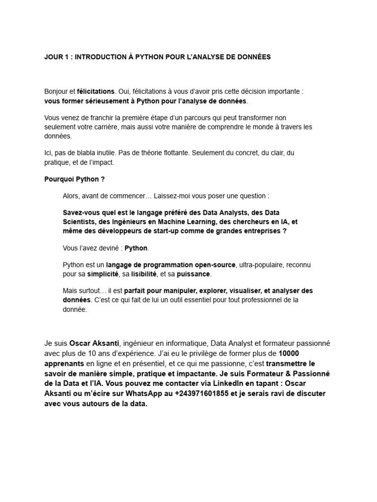 Introduction à Python pour l'Analyse de Données | PDF | Python (Langage ...