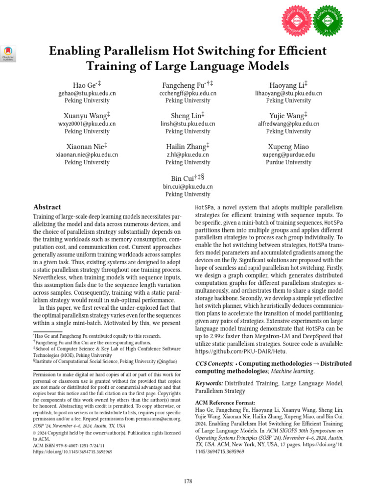 Efficient Parallelism Hot Switching for LLMs | PDF | Parallel Computing ...