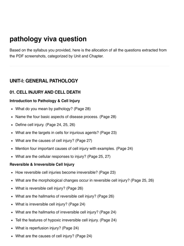 Pathology Viva Questions Breakdown | PDF | Necrosis | Anemia