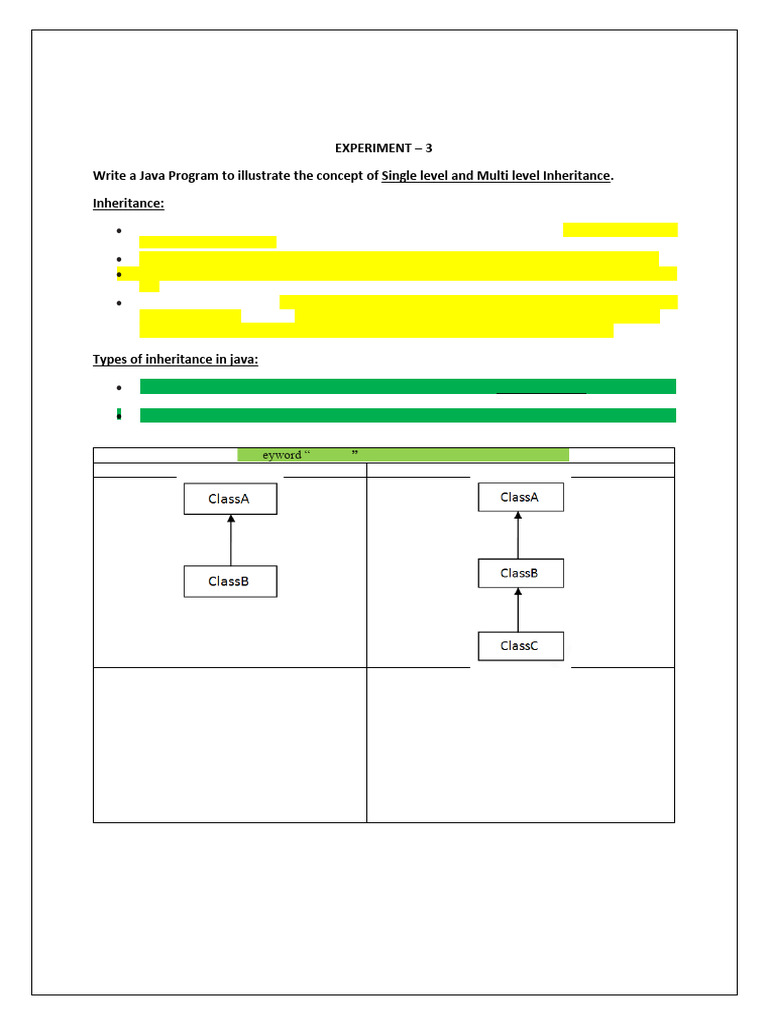 Exp 3 Oops Java Lab Ai Aiml | PDF | Inheritance (Object Oriented ...
