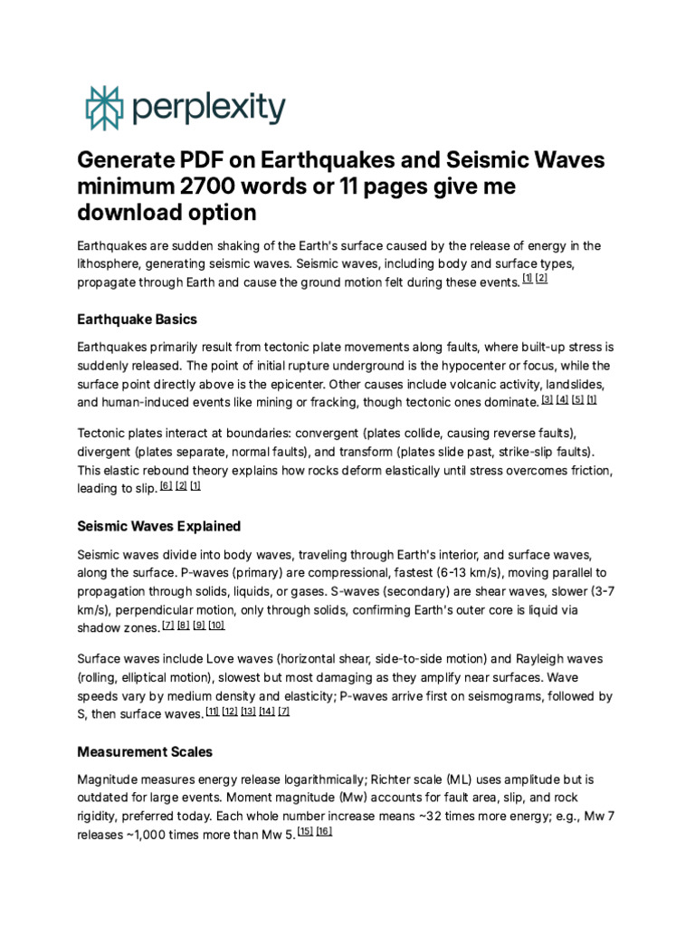 Generate PDF On Earthquakes and Seismic Waves Mini | PDF | Seismology ...