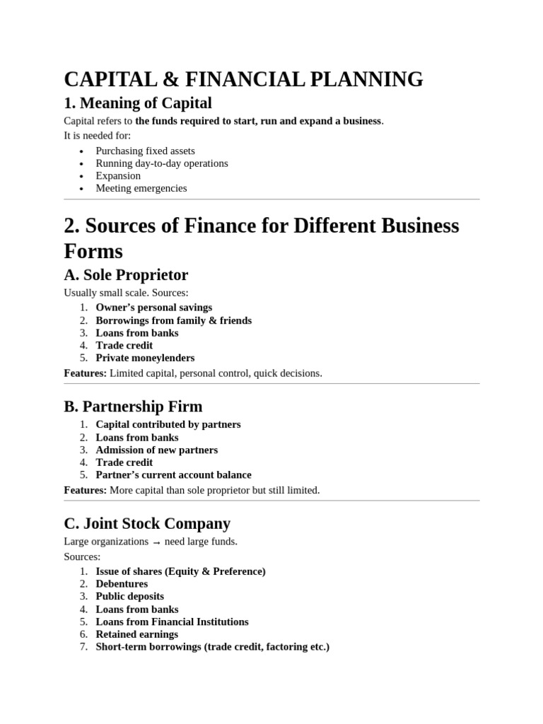 Capital and Financial Planning Guide | PDF
