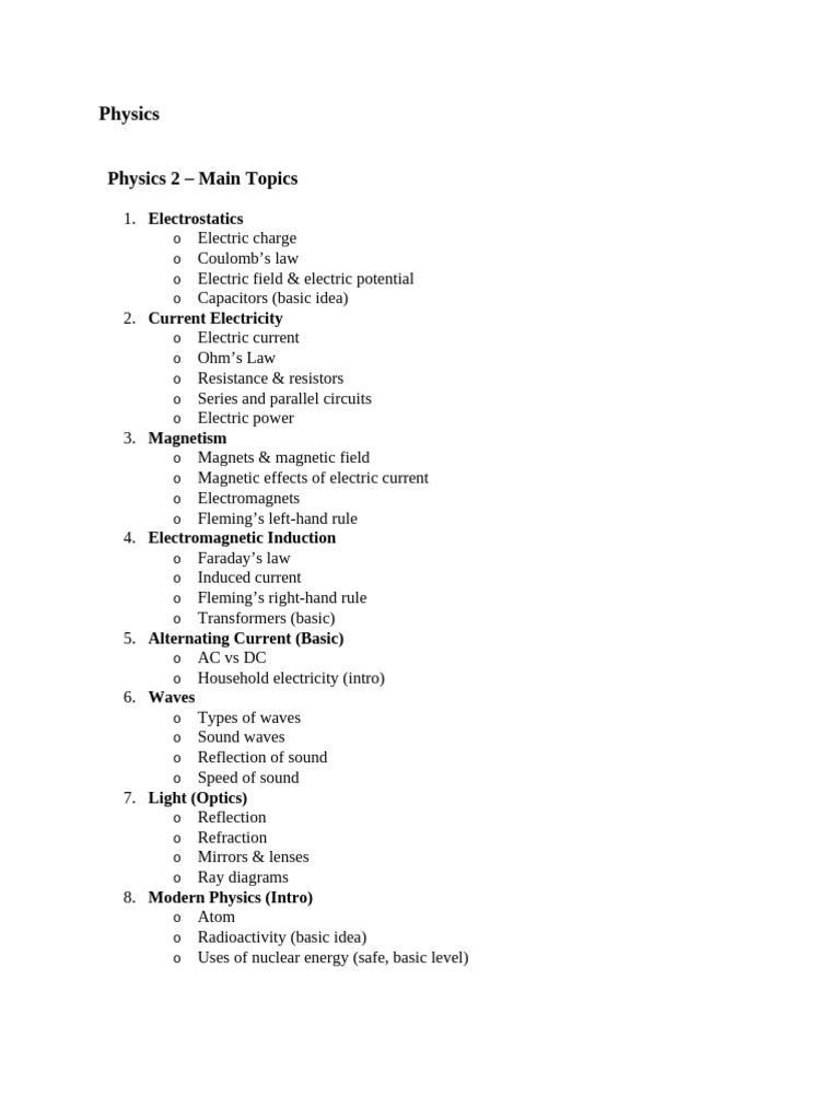 Key Topics in Physics 2 Overview | PDF