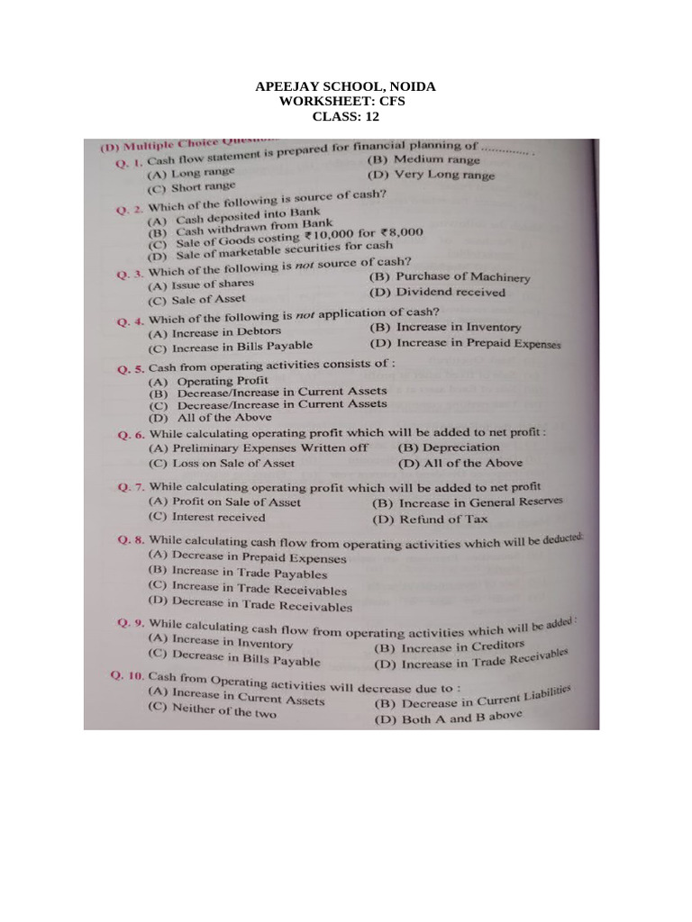 Worksheet Cfs | PDF